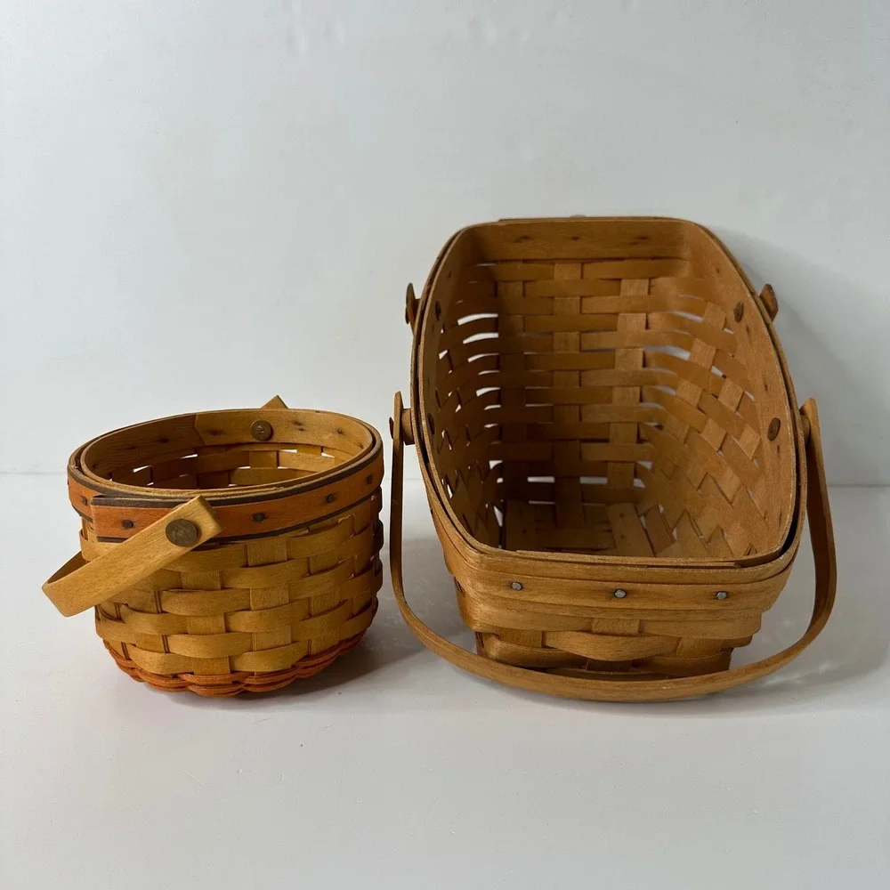 Vtg Longaberger Baskets Medium Vegetable 1991 Little Pumpkin 1997 Single Divider